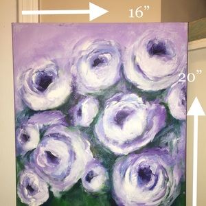 Pretty abstract floral Purple/green 16”X20”X.5”